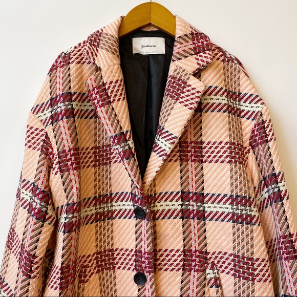 Stradivarius Plaid Checked Tweed Style Coat - Picture 2 of 10